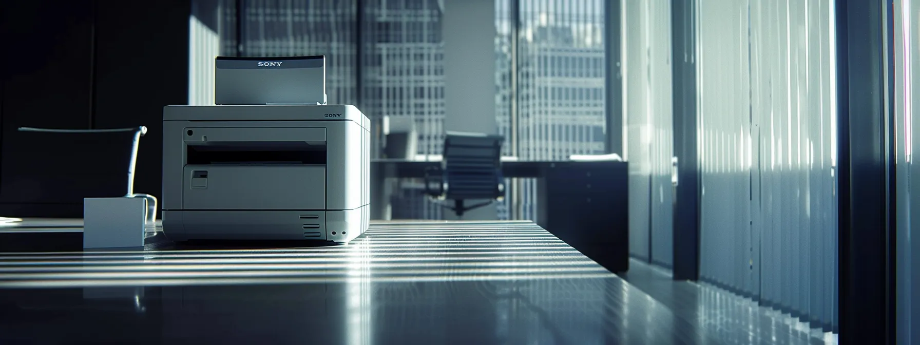 a modern office printer with advanced security features, protecting sensitive data and documents, symbolizing enhanced security and compliance measures.